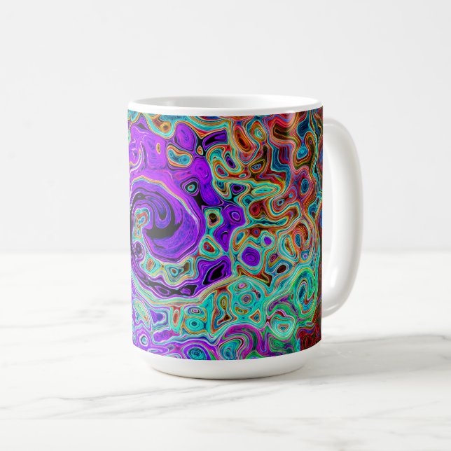 Lila Colorful Groovy Abstrakt Retro Liquid Swirl Kaffemugg (Framsida höger)