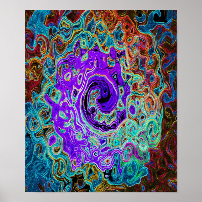 Lila Colorful Groovy Abstrakt Retro Liquid Swirl Poster (Framsidan)