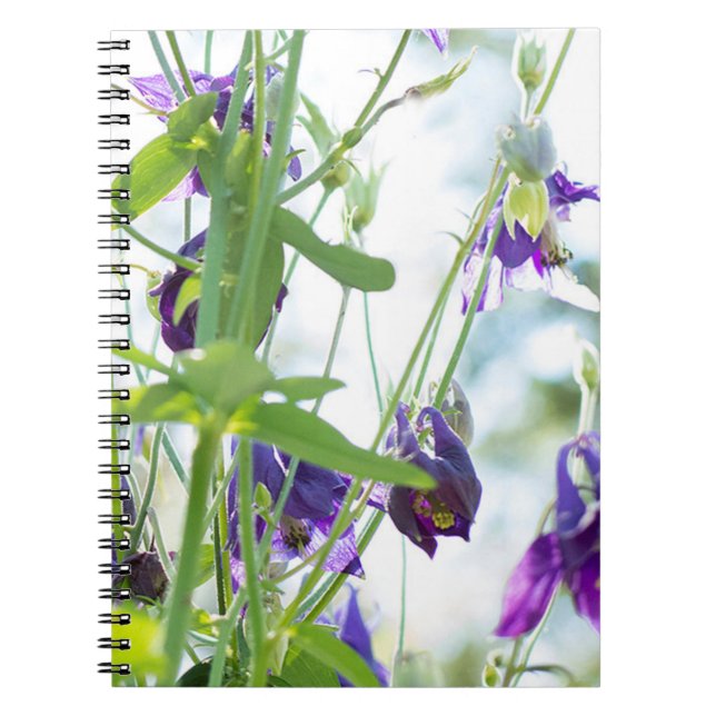 Lila Columbine Blommigt notebook Anteckningsbok (Framsidan)