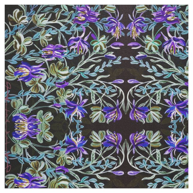 Lila Columbine Fabric Tyg (Provkarta)