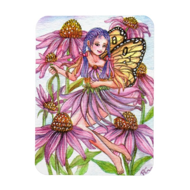 Lila Cone Flower Fairy Magnet (Vertikal)