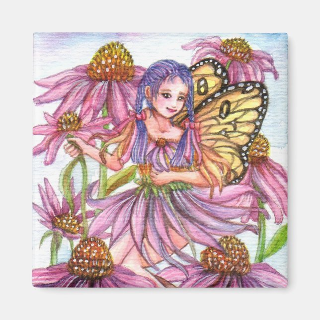 Lila Cone Flower Fairy Magnet (Framsidan)