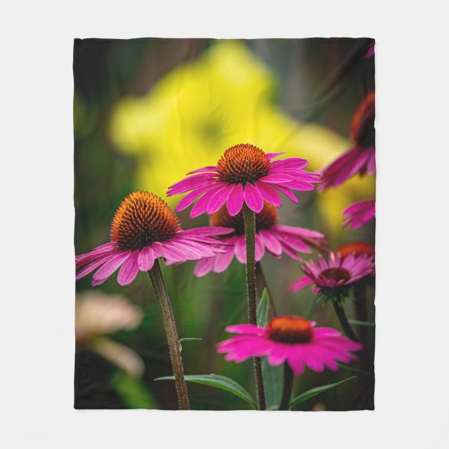 Lila Coneflower Fleecefilt (Framsidan)