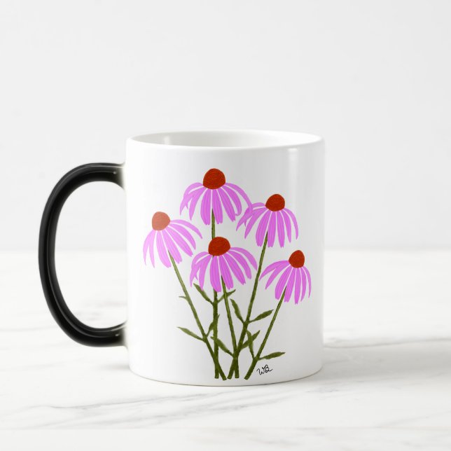 Lila Coneflowers Magisk Mugg (Vänster)