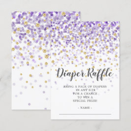 Lila Confetti Baby Shower Diaper Raffle Biljett Inbjudningar