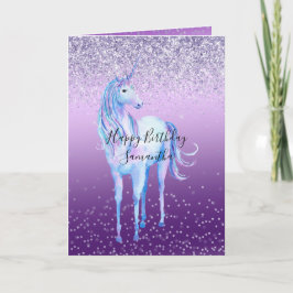 Lila Confetti Ombre Unicorn Glitter Gnistra Kort