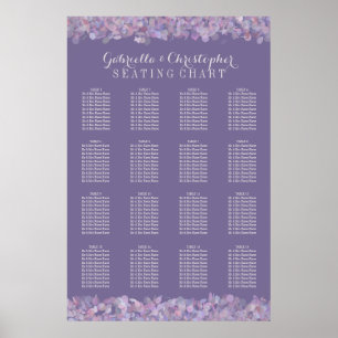 Lila Confetti Sätesdiagram för Bröllop 16 Bord Poster