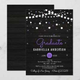 Lila Confetti Sparkly Stars Studenten Inbjudningar