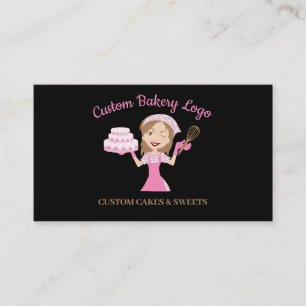 Lila Cooker Woman Bakery Cake Visitkort