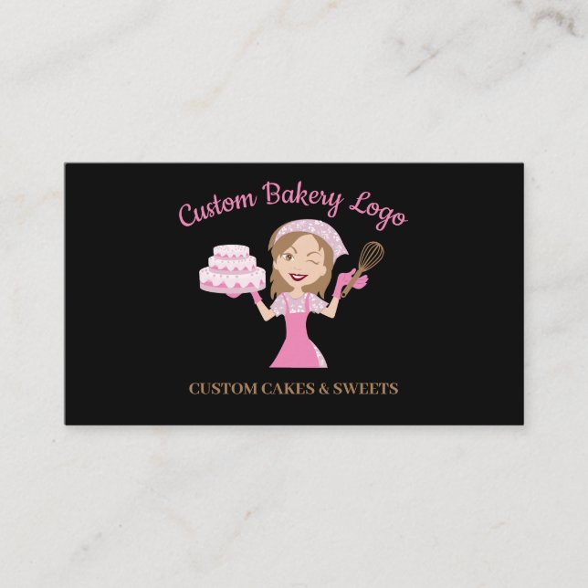 Lila Cooker Woman Bakery Cake Visitkort (Framsida)