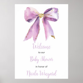 Lila Coquette Bow Baby Shower Poster