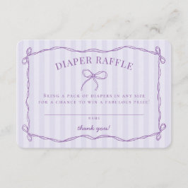 Lila Coquette Bow Baby Shower Raffle Tilläggskort
