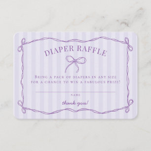 Lila Coquette Bow Baby Shower Raffle Tilläggskort