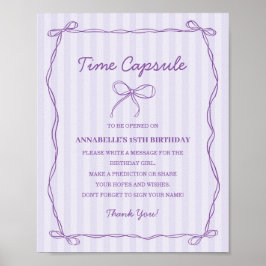 Lila Coquette Bow Capsule Birthday Game Poster
