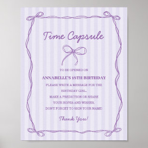 Lila Coquette Bow Capsule Birthday Game Poster