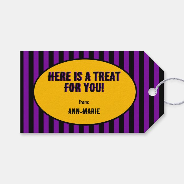 Lila Coquette bow Halloween Presentetikett (Framsidan (Horisontell))