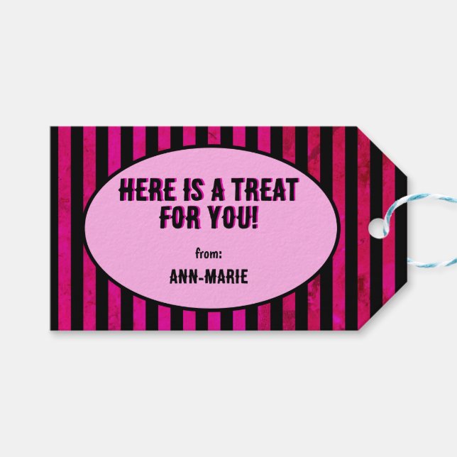 Lila Coquette bow Halloween Presentetikett (Framsidan (Horisontell))