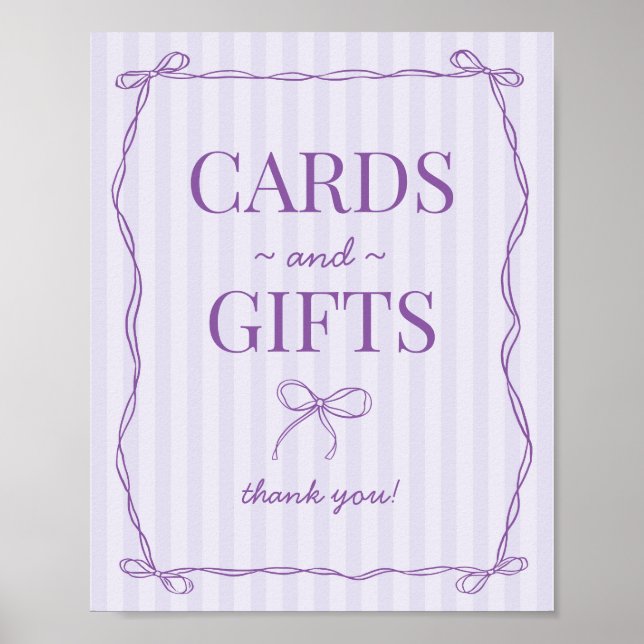 Lila Coquette Bow Lavender Card and Gifts Sign Poster (Framsidan)
