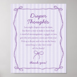 Lila Coquette Bow Lavender Diaper Thoughts Sign Poster
