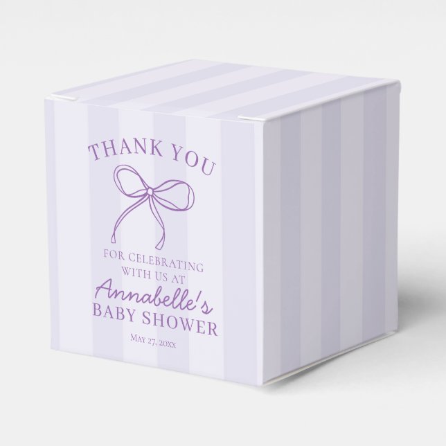 Lila Coquette Bow Pastel Baby Shower Dessert Presentaskar (Framsidan Sidan)