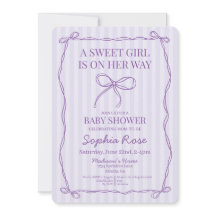 Lila Coquette Bow Pastel Lavender Baby Shower