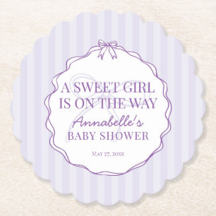 Lila Coquette Bow Pastel Lavender Baby Shower Underlägg Papper
