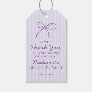Lila Coquette Bow Pastel Lavender Birthday Favor Presentetikett