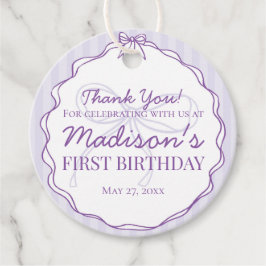 Lila Coquette Bow Pastel Lavender Birthday Gåvor Etiketter