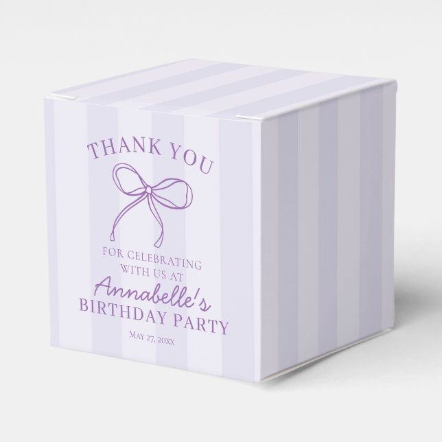 Lila Coquette Bow Pastel Lavender Birthday Presentaskar (Framsidan Sidan)