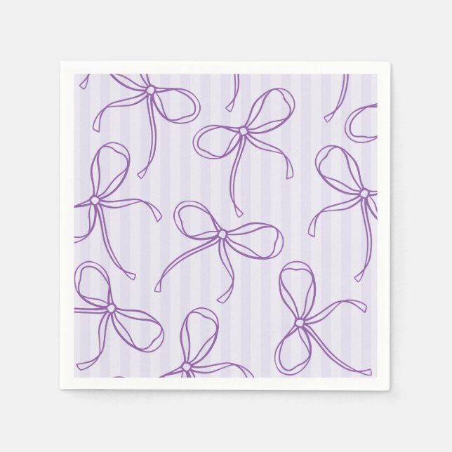 Lila Coquette Bow Pastel Lavender Bord Decor Pappersservett (Framsidan)