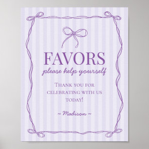 Lila Coquette Bow Pastel Lavender Favoriter - sign Poster