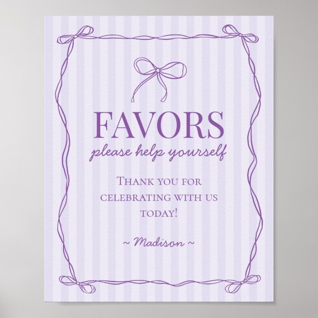 Lila Coquette Bow Pastel Lavender Favoriter - sign Poster (Framsidan)