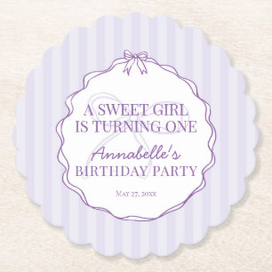 Lila Coquette Bow Pastel Lavender Födelsedagsfest Underlägg Papper