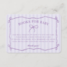 Lila Coquette Bow Pastel Shower Bokar för Baby Tilläggskort