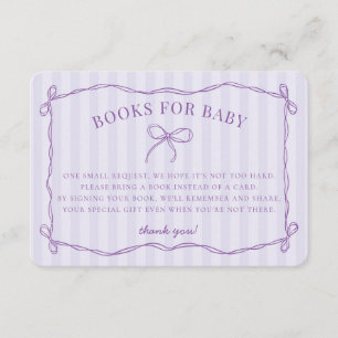 Lila Coquette Bow Pastel Shower Bokar för Baby Tilläggskort