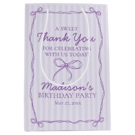Lila Coquette Bow Pastel Stripe Birthday Favor