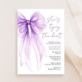 Lila Coquette Bow Watercolor Möhippa Inbjudningar