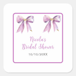 Lila Coquettebåge Bröllopsfest Fyrkantigt Klistermärke