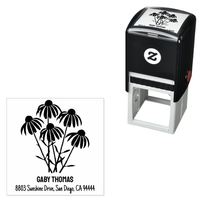 Lila Cornblommor Self Bläck Frimärke Självfärgande Stämpel (In Situ)