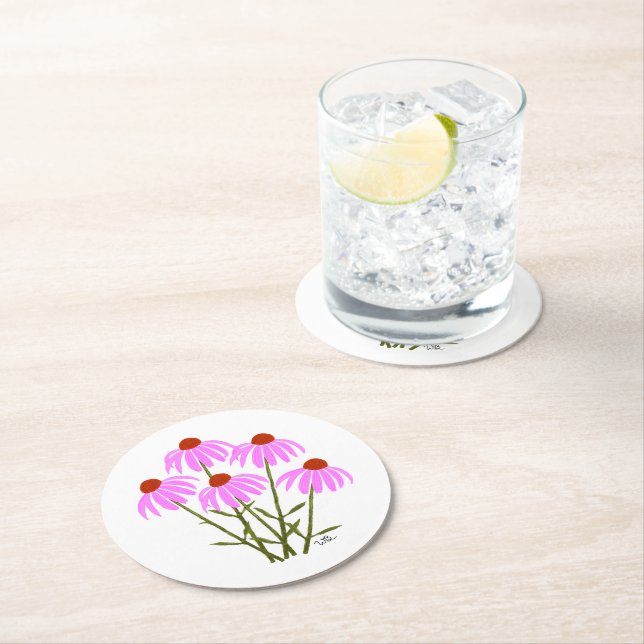 Lila Cornblommor Underlägg Papper Rund (Insitu)