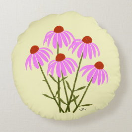 Lila Cornblommóround Pillow Rund Kudde