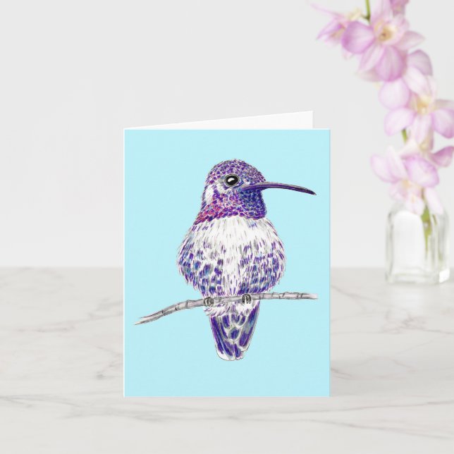 Lila Costas Hummingbird Illustration Kort (Orkide)