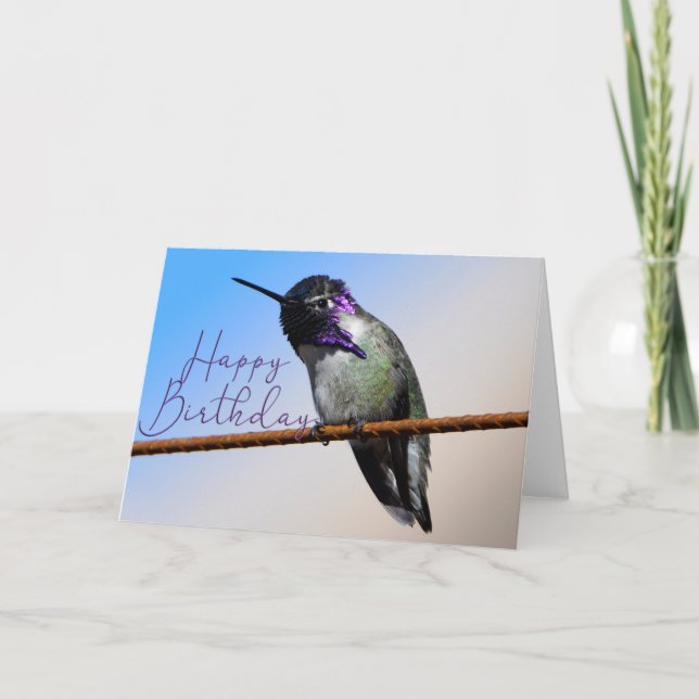 Lila Costa's Hummingbird Photo Birthday Card Tack Kort (Framsida)