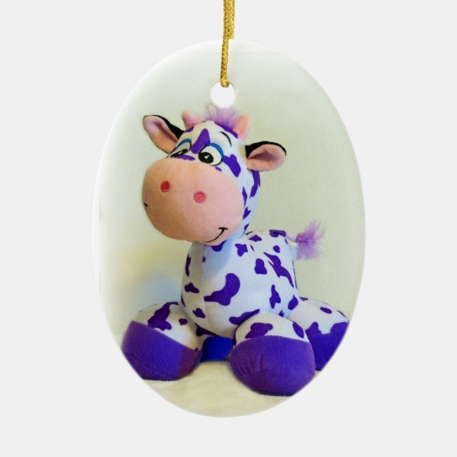 Lila Cow Ceramic Ornament (Framsidan)