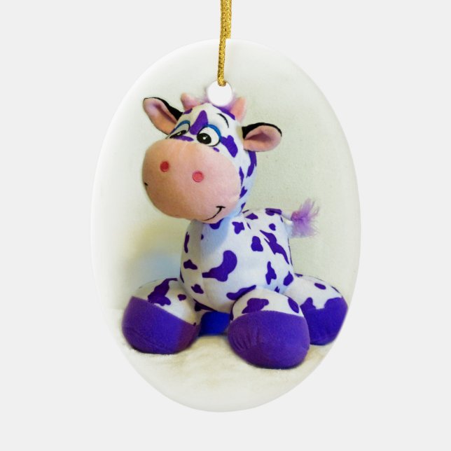 Lila Cow Julgransprydnad Keramik (Framsidan)