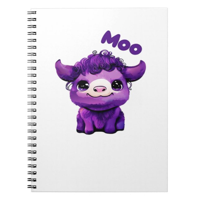 Lila Cow Oversized T-Shirt Anteckningsbok (Framsidan)