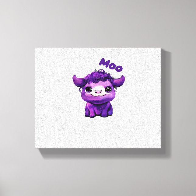 Lila Cow Oversized T-Shirt Canvastryck (Framsida)