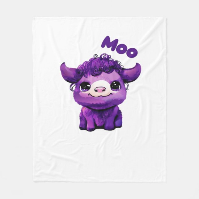 Lila Cow Oversized T-Shirt Fleecefilt (Framsidan)