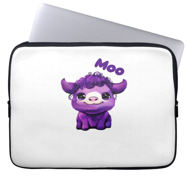 Lila Cow Oversized T-Shirt Laptop Fodral (Framsidan)