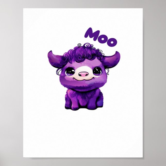 Lila Cow Oversized T-Shirt Poster (Framsidan)